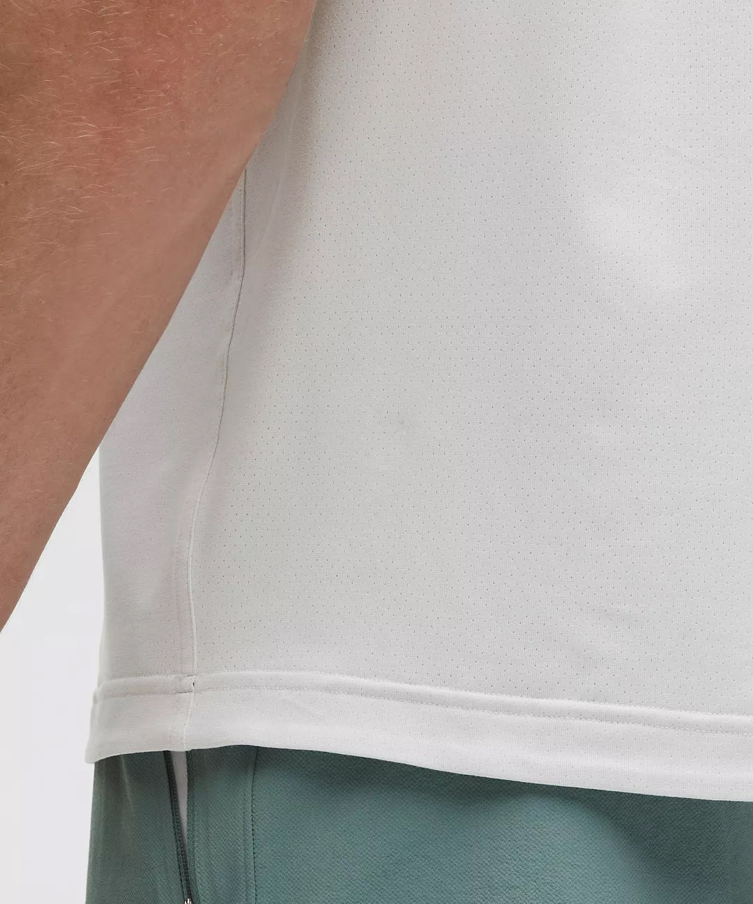 Close-Up of Natural Gas Men’s White Performance Tank – Tagless Hem and Breathable Athletic Fabric